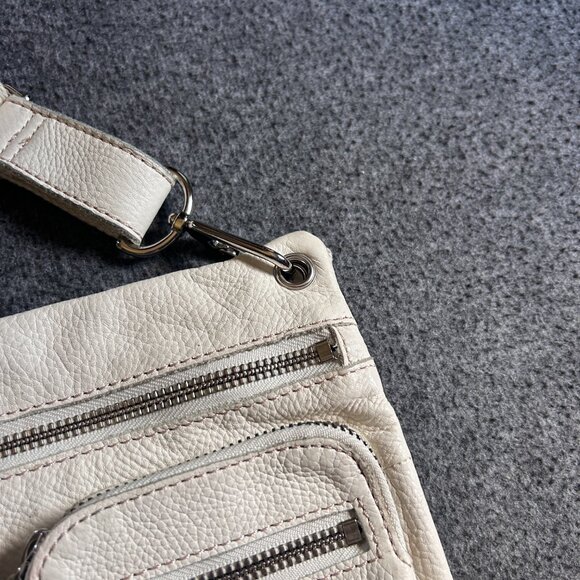 Fossil Sutter Crossbody Bag Purse White Pebbled Leather Pockets Soft 75082 - Picture 9 of 16